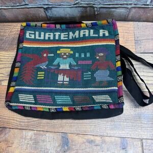 Vintage Guatemala Woven Tapestry Purse Bag Tote Souvenir Travel Cotton